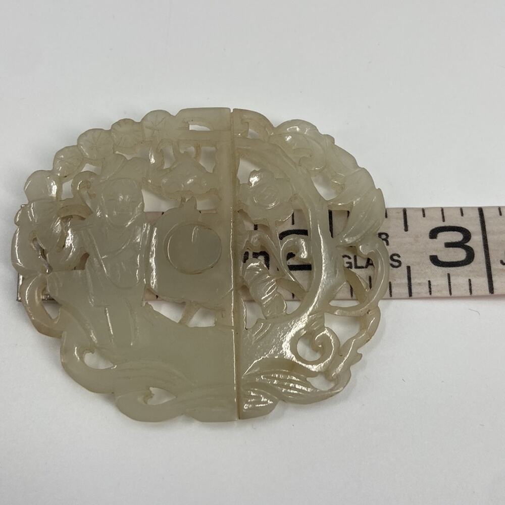 Antique Chinese hand carved Nephrite Jade Belt Buckle - Picture 8 of 9